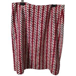 Ann Taylor Loft Petites Skirt 10P Red White Black Navy Silk Wool Blend 20"